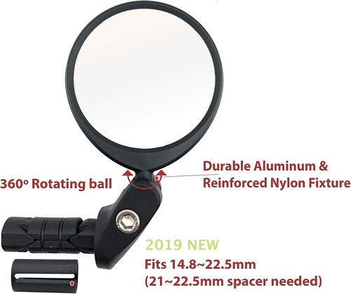 Hafny Replaceable Bar End Bike Mirror (Automotive Grade Glass Lens)