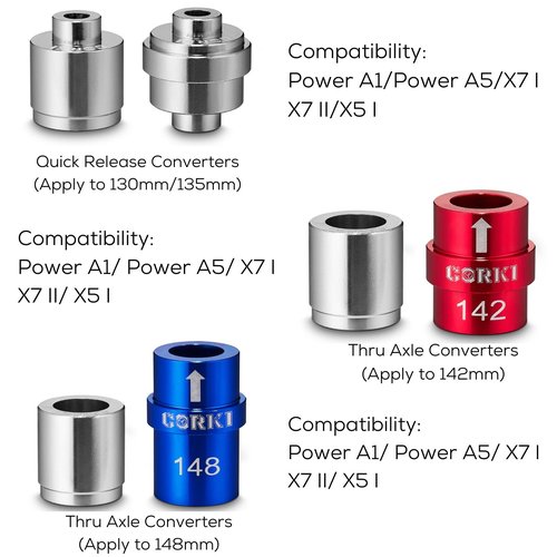 Corki Cycles Quick Release & Thru Axle Adapter Converter Kit, Compatible with Think Rider Power A1/Power A5/X7/X5 NEO/H7/X2/A2 Trainer Models