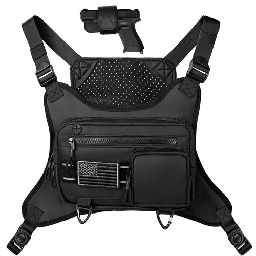 Chest Bag for Men Women, Chest Pack Outdoor Running Vest Water Resistant Chest Bag Vest for Sports and Workouts, Adjustable EDC Chest Rig for Running, Hiking Cycling