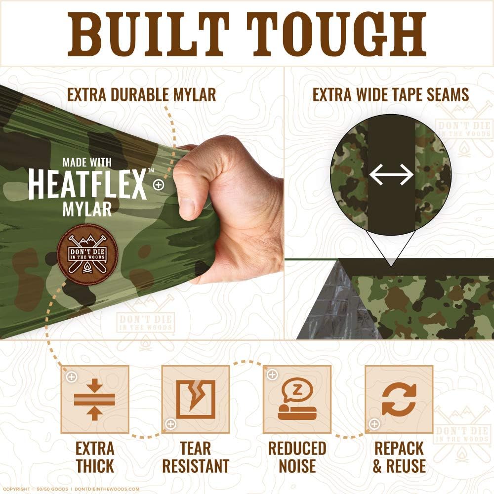 World's Toughest Ultralight Survival Tent • 2 Person Mylar Emergency Shelter Tube Tent + Paracord • Year-Round All Weather Protection for Hiking, Camping, & Outdoor Survival Kits