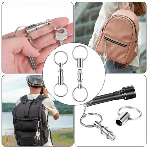 6 Pcs Detachable Key Ring Quick Release Detachable Keychain, Dual Pull Apart Key Chain Spring Split Snap Separate Double Keys Ring Lock Valet Keys Flashlights DIY Crafts Accessories