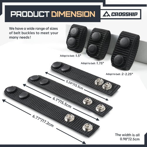 CROSSHIP 4 PCS Tactical Duty Belt Keeper, Nylon Double Snaps for 2¼" Wide Military Equipment Fixing Security Police Duty Belt Law Enforcement Accessories