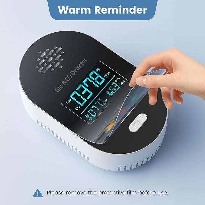 3-Pack Carbon Monoxide Detectors | Plug-in CO and Natural Gas Detector, 4-in-1 Gas & CO Detection with Temperature and Humidity Display for Home & Travel Safety-Black