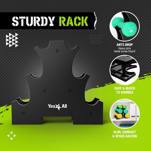 Dumbbell Neoprene 3-5-8lb pair + Metal Rack