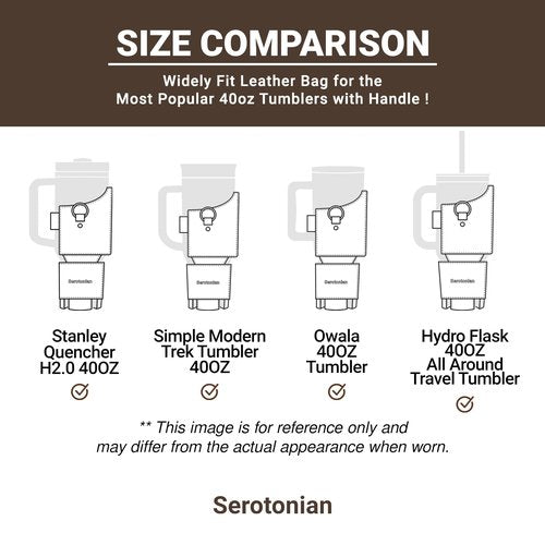 Premium Water Bottle Carrier Bag for Stanley 40oz & Simple Modern 40oz - PU Leather Water Bottle Holder with Adjustable Strap - Includes Card Holder & Keyring for Stanley Cup Accessories (Dark Brown)