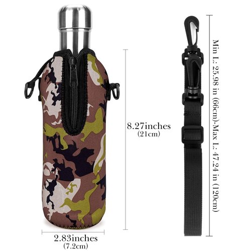 Linkidea Neoprene Water Bottle Carrier with Strap Compatible with S Original, Koodee, MIRA 17oz Cola Shaped Bottle, Insulated Waterbottle Sling Bag Holder with Shoulder Strap, Camo