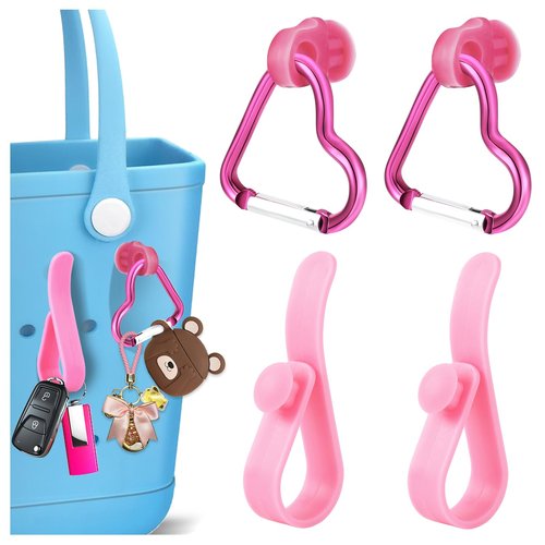 ZLSPTK 4Pcs Accessories for Bogg Bag Hooks and Clips Heart Insert Key Holder Carabiner Cute Bogg Bag Charms for Simply Southern Tote