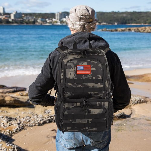 Tactical Double Deck Cooler Backpack for Men,Large Lunch Backpack with 2 Compartment,Soft Cooler Bag Water-Resistant Leak Proof Cooler Bag Beach Picnic