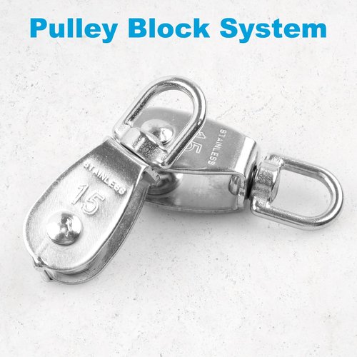 Mixiflor 12 Pack M15 Pulleys for Rope, 304 Stainless Steel Wire Rope Cable Pulley, Heavy Duty Swivel Pulley Wheel Hanging Wire Towing Wheel for Lifting
