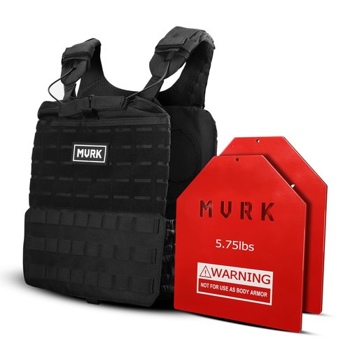 MVRK Adjustable Weighted Vest - Tactical MOLLE Fitness Training Vest with 3.75, 5.75, 8.75lbs. Plates - Adjustable & Slim Design for Running, Lifting, Hiking, Strength Training - Workout Equipment