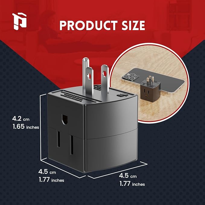 3 Outlet Wall Adapter, 90 Degree 3 Way Plug Adapter Cube Tap, 3 Prong Multi Plug Outlet, Outlet Extender for Home Office School Dorm, ETL Listed, Black, 3Pack