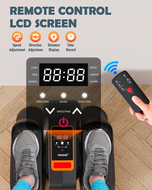 Yagud Under Desk Machine, Electric Ellipse Leg Exerciser for Senior, 13 Adjustable Speeds Quiet and Portable Seated Pedal Exerciser for Training with Remote Control, Orange
