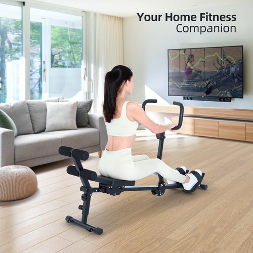 Sportneer Rower Machine for Home Foldable Hydraulic Rowing Machine with 12-Level Resistance - Multi Functional Row Machine Equipped with Caster and Backrest, 297lbs Maximum Load Rower Machines