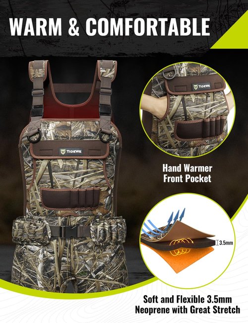 TIDEWE Hunting Waders for Women with 600G Insulated Waterproof Rubber Boots, 3.5mm Neoprene Chest Waders for Fishing and Hunting