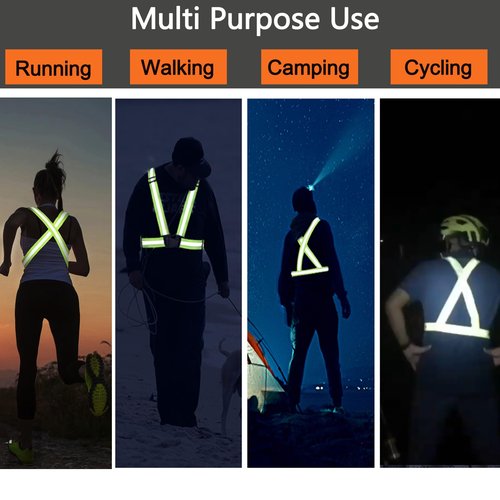 Oeyliz Reflective Vest Reflective Running Vest Men Women 2 Pack Safety Vest High Visibility Vest Night Running Vest Running Gear Adjustable Reflective Safety Running Walking Cycling(Orange+Green)