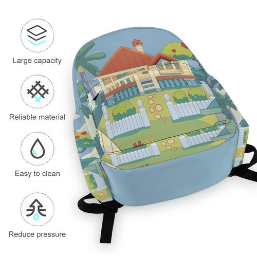 CUVYEU Blue Dog House Backpack Universal Backpack Travel Backpack Waterproof Backpack 17 Inch