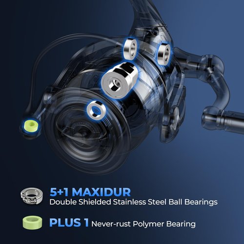 KastKing Rekon Spinning Fishing Reel Combo 8'0" MH 5000 Reel, Dark Grey