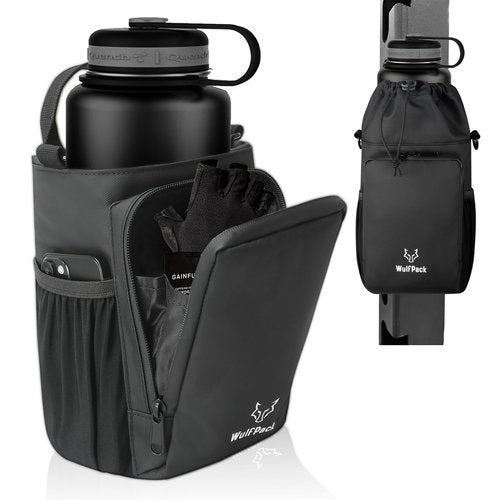 WulfPack Magnetic Gym Bag, Magnetic Bottle Bag, Water Bottle Carrier Holder with Large Phone Pockets, Large Pockets, Gym Bag, Work, and Sports (Black)