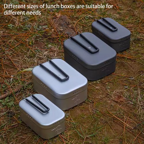 Campingmoon Camping Mess Tin Pressure Relief Aluminum Dinner Box Camping Bowls Cooking Pot with Foldable Handle(1.3L) for Camping & Cooking(Gray)