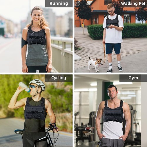 Outdoor Sports Chest Bag for Men with Phone Holder, Breathable Running Chest Pack Fits Most Pistols,EDC Travel Running Vest Pouch, Tactical Chest Bag for Hiking, Workout, Cycling and Walking Dog