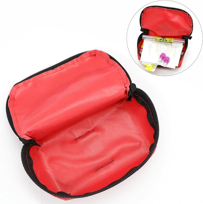Faylapa 6Pcs Mini Empty First Aid Bag, 5.5x3.5x1.5 inches Small First Aid Kit, Emergency Medical Essentials Pouch Bag for Travel, Car, Home, Office, Camping, Outdoors, Hiking (Bag Only)