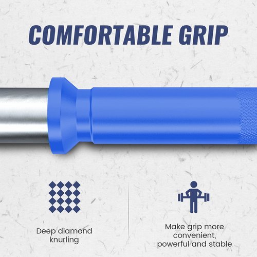 TECHNOAGE 6FT Olympic Barbell for Strength and Weightlifting Training, 1 Inch Olympic Bar Barbell for Squat, Curl, Deadlift, Bench Press, Overhead Press, Hip Thrust, 350LBS Capacity(Blue&Silver)