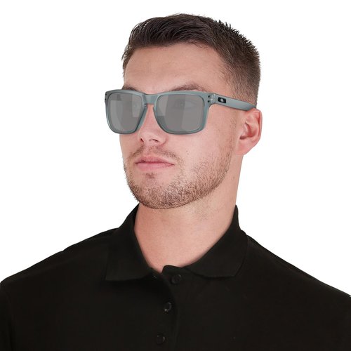 Oakley OO9102 Holbrook Sunglasses, Matte Crystal Black/Prizm Black Polarized, 57 mm
