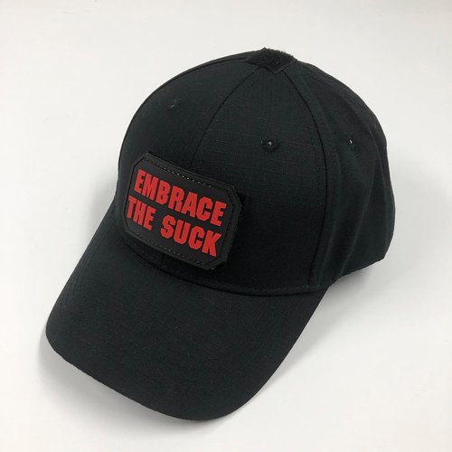 Embrace The Suck Patch Red 2.95"×1.97" Funny PVC Tactical with Hook Fastener Back for Hats Caps Bags Backpacks Vests Clothing (Red)