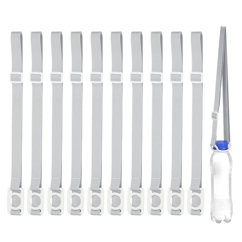 PATIKIL 2.5CM Water Bottle Lanyard, 10 Pcs Adjustable Holder Shoulder Strap with White Ring Buckle Carrier Clips for Hiking Walking Outdoor, Grey