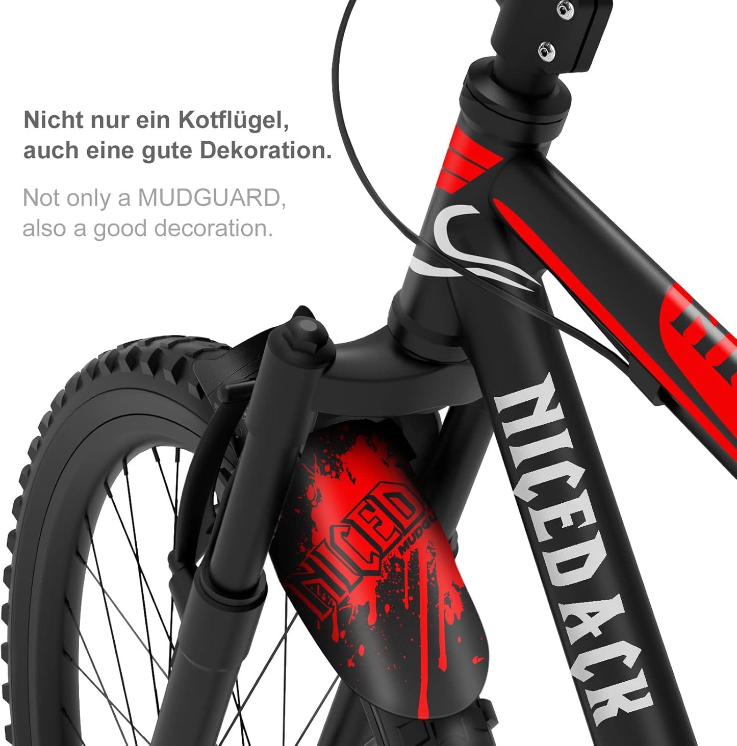 NICEDACK Bike Fender, Adjustable MTB Mud Guard, Front and Rear Compatible Mudguards, Fits 650B 20" 26" 27.5" 29 inch Fat Tire Bikes and All Disc Brake Bicycles