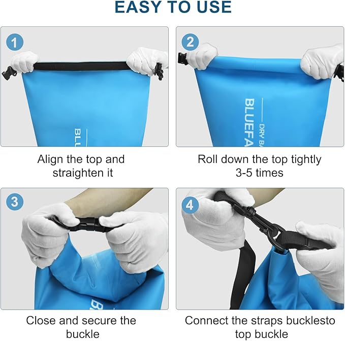 Waterproof Dry Bag Floating Roll Top Waterproof Backpack for Kayaking, Rafting, Boating, SUP, Fishing with IPX8 Waterproof Phone Case, Blue, 30L