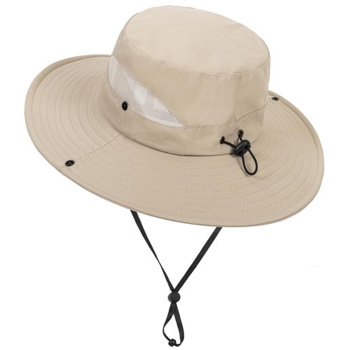 Kids-Bucket-Summer-Sun-Hat Wide-Brim Outdoor Fishing Beach UV-Protection Cap（7-14 Years Dark Beige