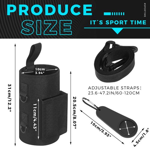 Domensi Magnetic Gym Bag Water Bottle Holder Carrier Bag Pouch Sleeve with Phone Pocket Silicone Towel Buckle and Sling for Gym Accessories Organizer, Gift for Fitness Lover(Black)