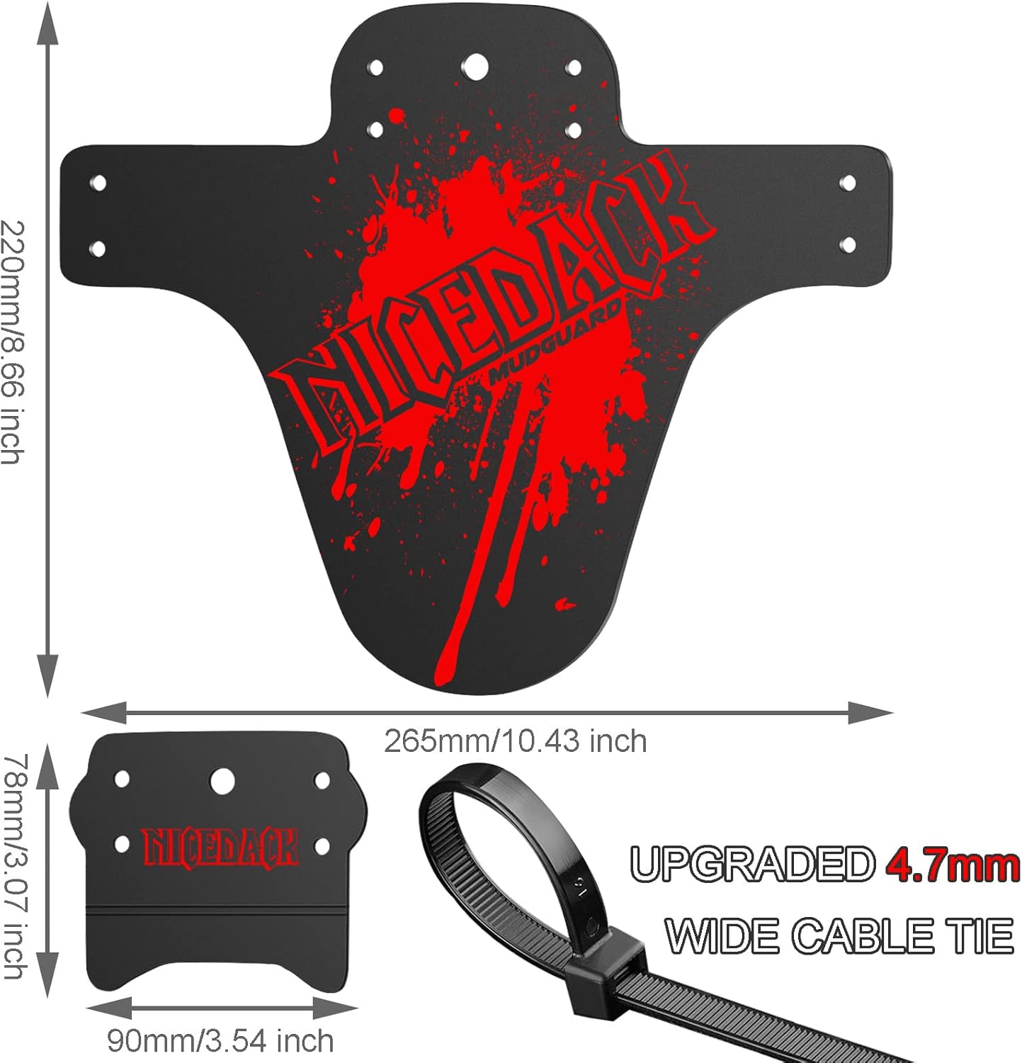 NICEDACK Bike Fender, Adjustable MTB Mud Guard, Front and Rear Compatible Mudguards, Fits 650B 20" 26" 27.5" 29 inch Fat Tire Bikes and All Disc Brake Bicycles