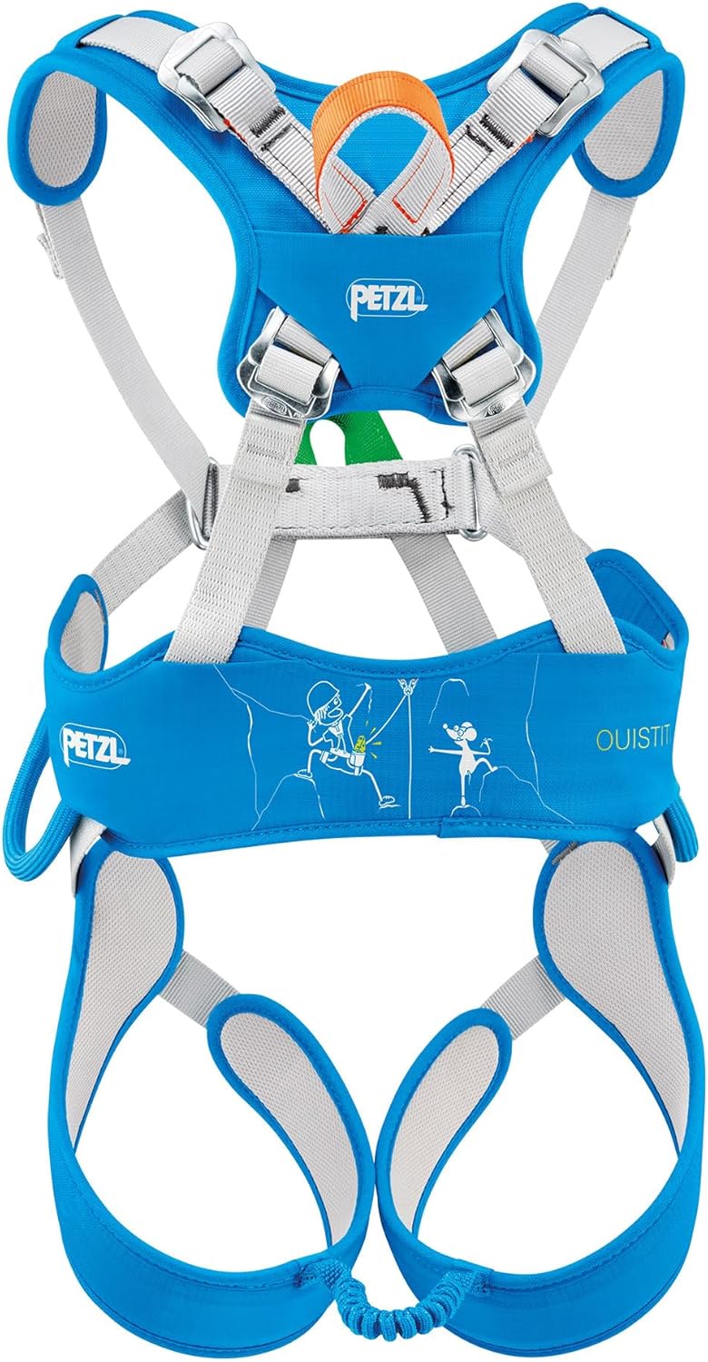 PETZL OUISTITI Kids' Harness - Comfortable, Full-Body Rock Climbing Harness for Children Less Than 30kg/66 lbs - Blue - One Size