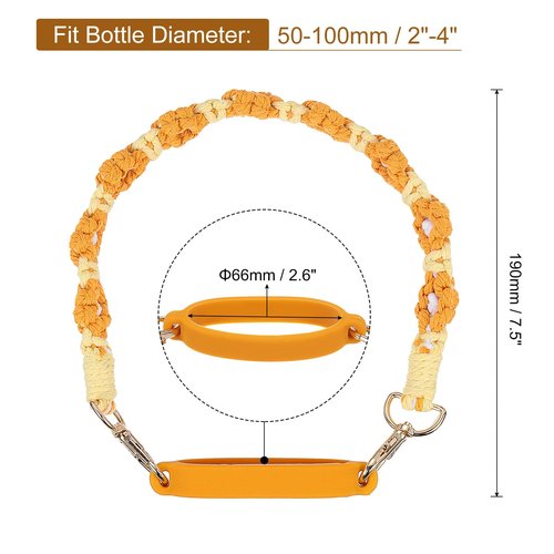 uxcell Water Bottle Carrier Holder with Strap, 190mm/7.5 Silicone Tumbler Holder Coffee Cup Holder Water Bottle Sleeve Bag for Camping Walking Hiking, Orange