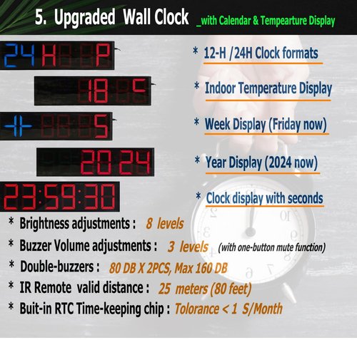 Cynobato Tripod 5.6'' Race Clock, Race Timer, Digital Countdown Clock, with Gym Interval Workout Timers, Stopwatch, for Outdoor Race Events (Red)