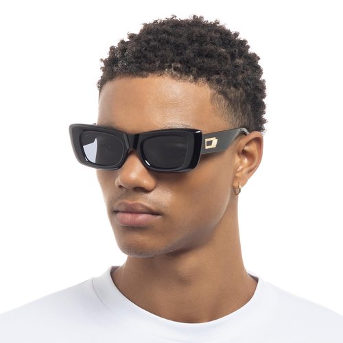 Le Specs Dopamine Sunglasses - Black, Rectangle, Unisex, Classic Retro Style