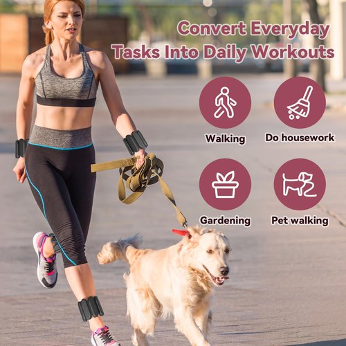 Wrist Ankle Weights Set of 2 (1lb Each), Adjustable Weight Arm and Leg Weights for Women Men, Silicone Weighted Bracelets for Home Workout, Pilates, Walking, Running, Yoga, Dance, Gym (Black)