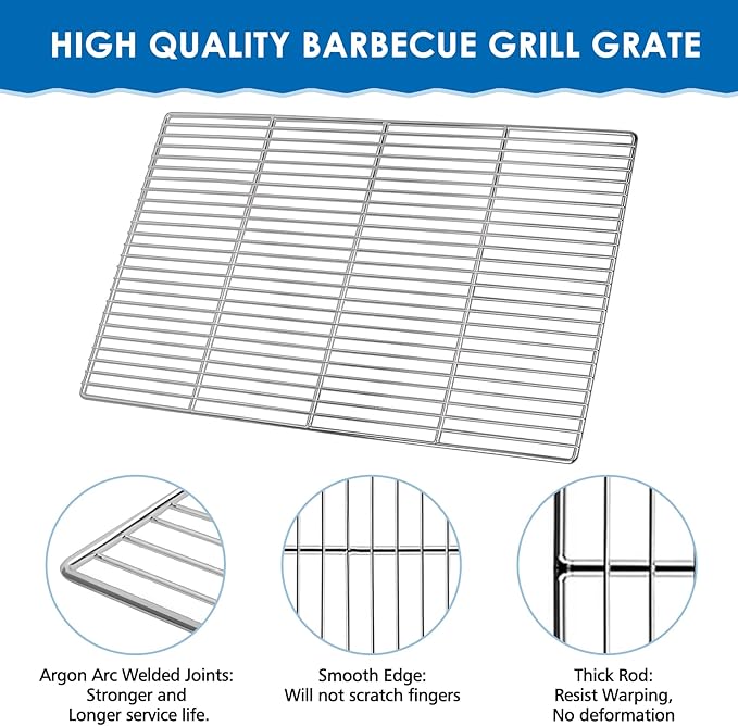KEESHA BBQ Grill Mesh Metal Stainless Steel Barbecue Grill Grates Replacement - Barbecue Grilling Grid Wire Mesh, Multifunction Cooking Net for Outdoor Grill 2 Pack (23 1/4''*15 3/4'')