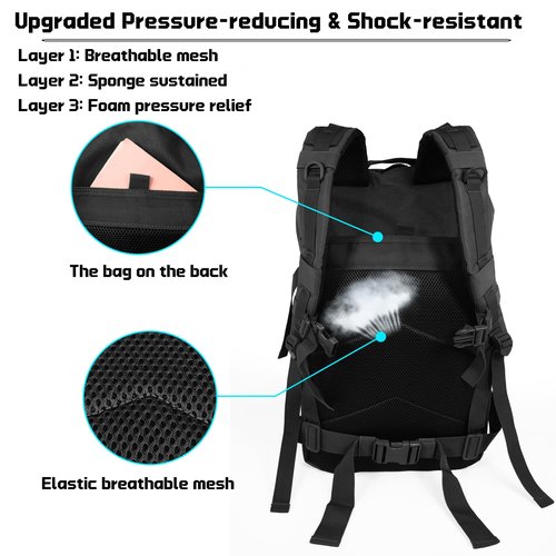 TUOWEI New Military Tactical Backpack - Large 45L Army 3 Day Assault Pack Molle Bag Daypack Hiking Trekking Rucksack for Men Women