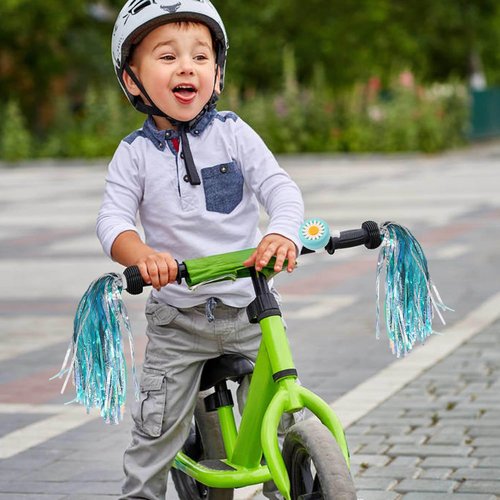PLATT Bike Bell for Kids, Bike Horn for Boys and Girls Bike with 1 Pair Bike Streamer Tassels (Blue Bell+Shiny Blue Tassels)