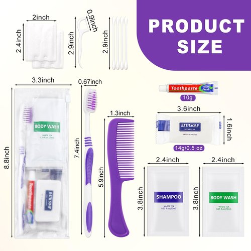Pack of 25 Hygiene Kit, Toiletry Kit Bulk, Individually Packed, Travel Disposable Hygiene Kit, Homeless Care Package Supplies,Suitable for Hotel, Camping, Travel