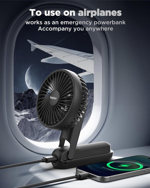 EasyAcc Portable Handheld Fan,4000 Battery Portable Fan for Travel and EasyAcc Water Bottle Handle Shoulder Strap, for 12oz - 64 oz