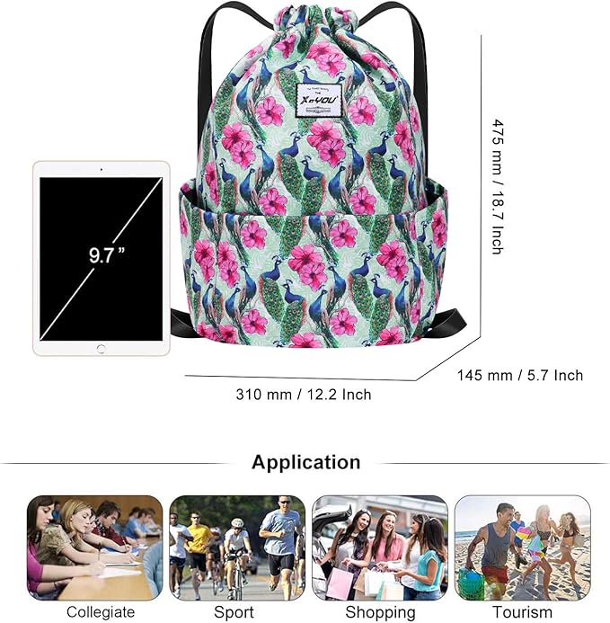 XEYOU Drawstring Sports Backpack Lightweight Gym Yoga Sackpack Shoulder Rucksack Casual Outdoor Daypack for Women and Men