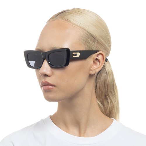 Le Specs Dopamine Sunglasses - Black, Rectangle, Unisex, Classic Retro Style