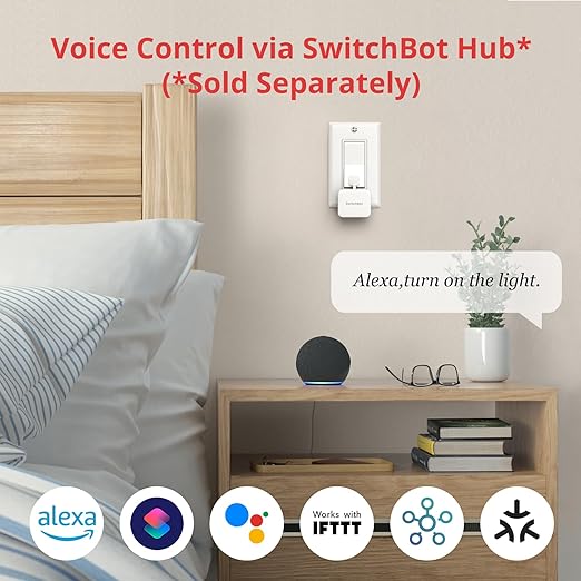 SwitchBot Smart Switch Button Pusher - Bluetooth Fingerbot for Rocker Switch/One-Way Button, Automatic Light Switch, Timer and APP Control, Works with Alexa When Paired with SwitchBot Hub (Black)