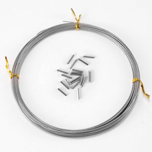 Alwonder 32.8ft Fishing Wire Fishing Leader Line with 20pcs Crimps Sleeves 15LB, Nylon Coated 1x7 Stainless Steel Leader Wire Freshwater Saltwater for Pike, Billfish, Bluefish, Muskie, Wahoo