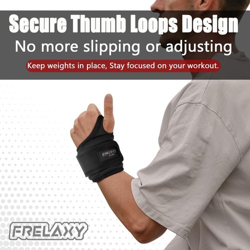 Frelaxy Wrist Weights with Thumb Loops Lock for Men Women 1lb*2 2lbs*2 3lbs*2 Ankle Weights Weighted Gloves for Running Strength Training Yoga Walking Exercises (Black, 3 lbs x 2)
