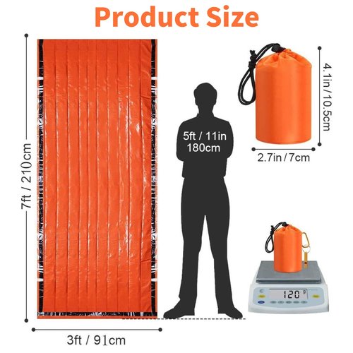 Emergency Sleeping Bag with Whistle, Portable Emergency Survival Bag, Lightweight Pocket Size Emergency Sleeping Bag, Waterproof Thermal Bivy Sack for Camping, Hiking (3)